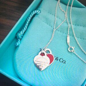 Tiffany & Co. Silver and Red Heart Necklace